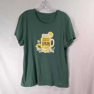 Life is Good Green Lemons Print Short Sleeve Crusher Tee Size XL